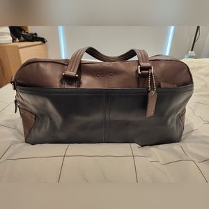 Coach Leather Duffel / Weekend Bag - Brown and Navy